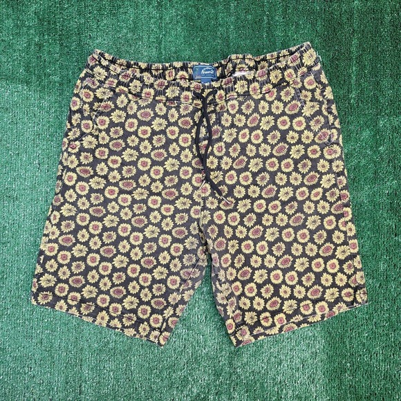 Forever 21 Men's Summer Wear Drawstring Shorts XL AOP Sun Flowers - Picture 2 of 7